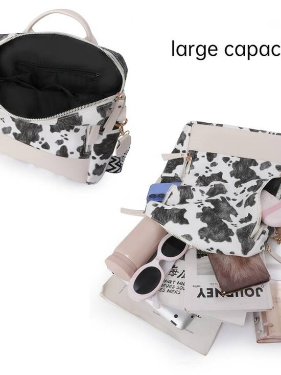 Cow Print Backpack Purse Women Cute Convertible Vegan Shoulder Bag Travel main image 6
